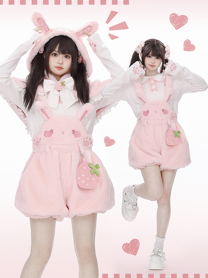 Genki Strawberry Rabbit Bud Pants + Top Set