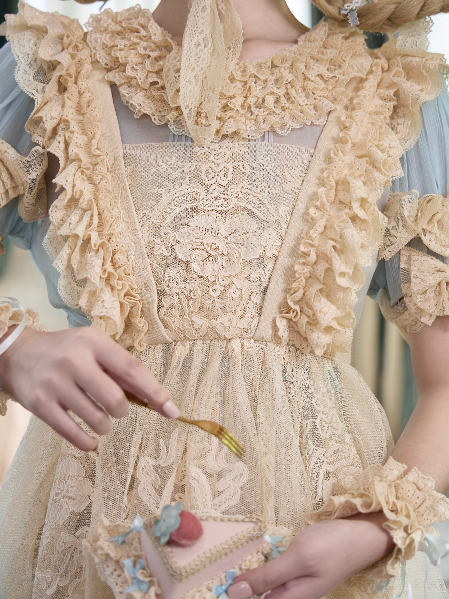 Cream Lace Rococo Apron | Vintage French Doll Accessory
