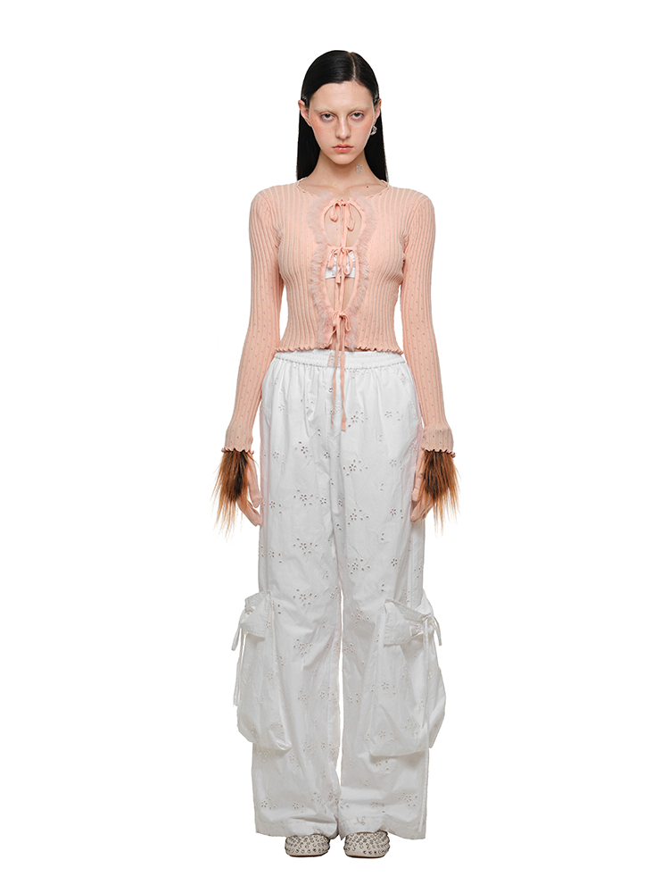 Strappy Cut-Out Cardigan – Slim Fit Knitted Shell Top