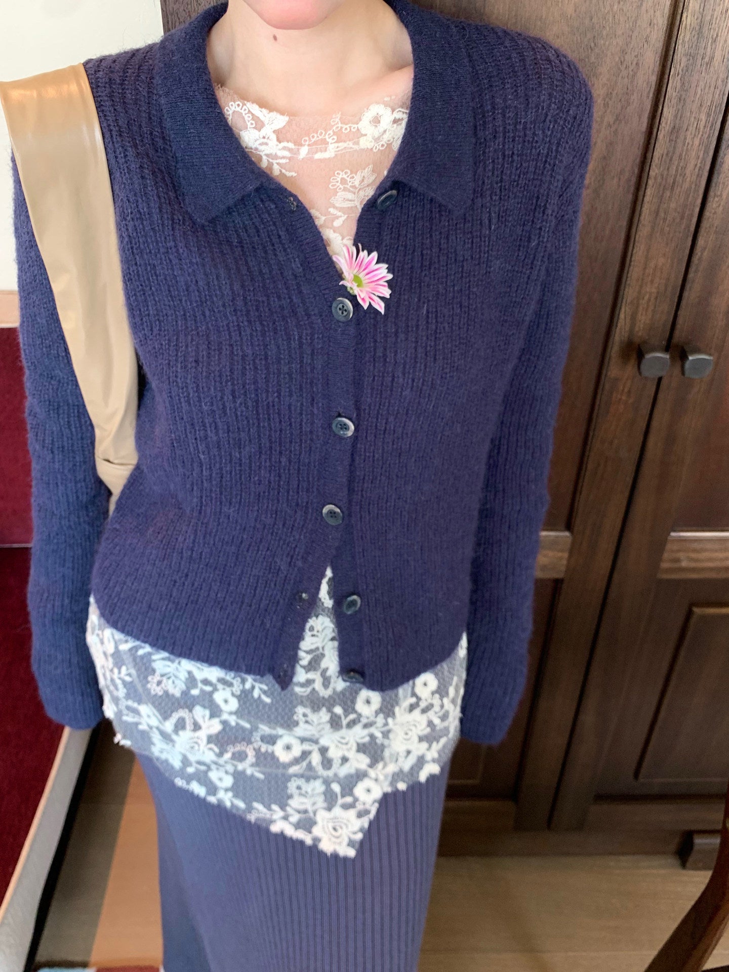 Apricot Mist Lace Embroidered Cover-Up & Camisole Two-Piece Set – French Retro