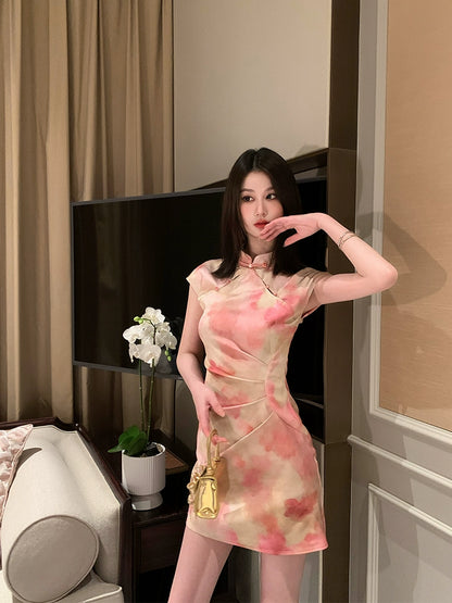 [Flower God Flora] Chinese Style Hip-Hugging Slim Fit Spicy Dress