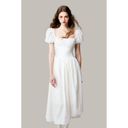 Fairy White Jacquard Long Skirt