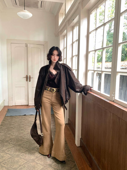 Jiu Wu High-Waisted Slim Straight Flared Jeans – Retro Autumn/Winter Fit