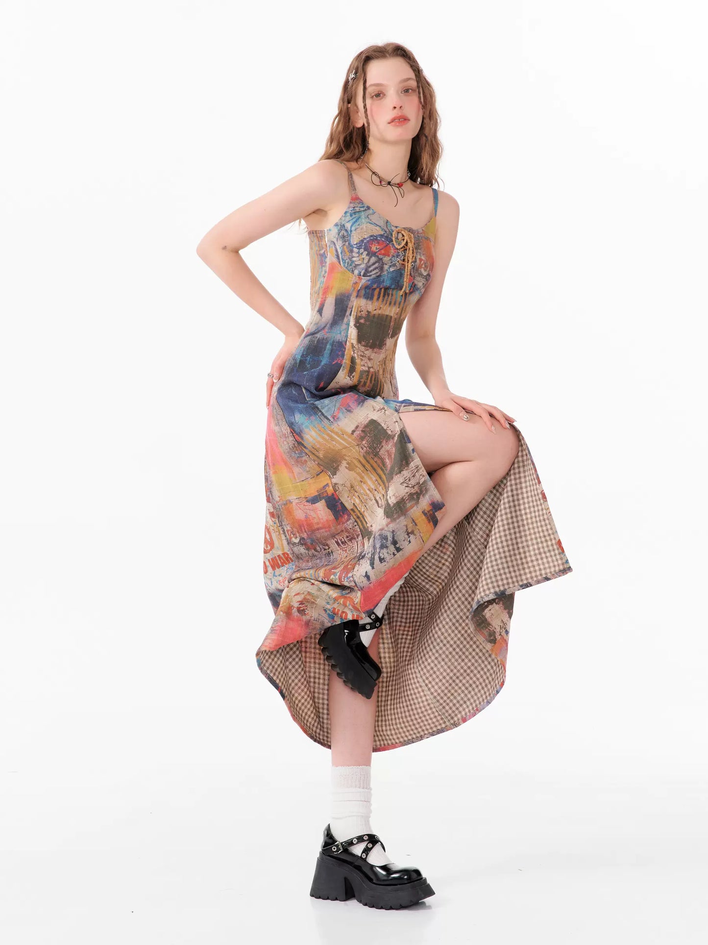 Graffiti Strap Skirt | Slim Fit Irregular Design for Summer