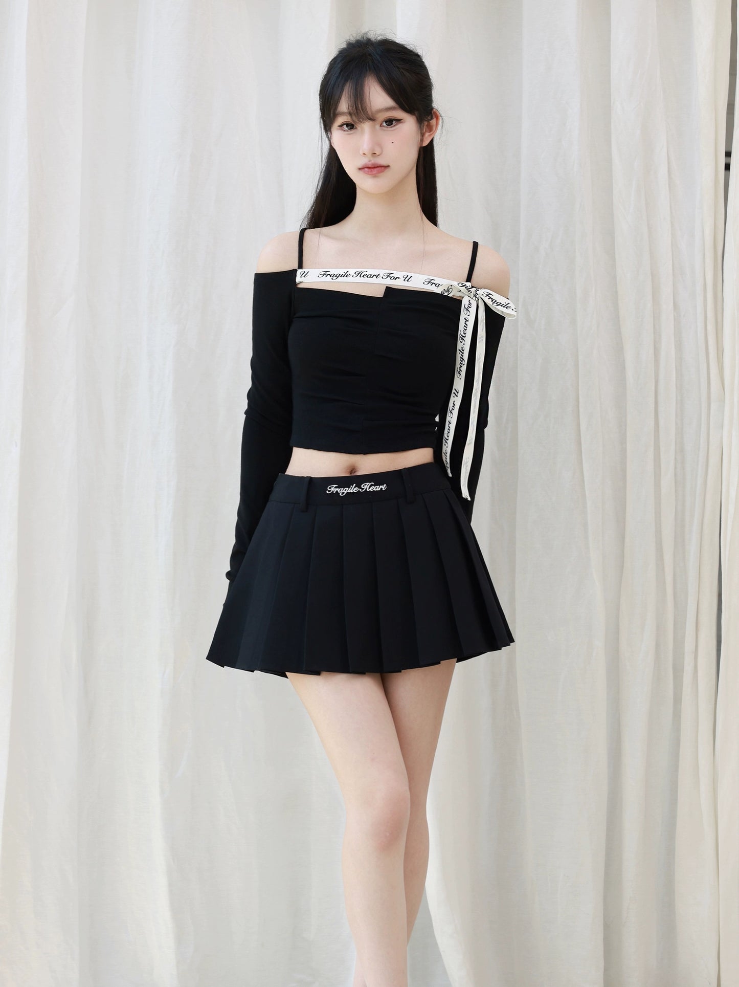 Embroidered Pleated Skirt, Anti-Glare Short