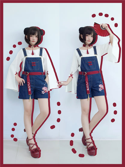 C408417 Chinese Style Denim Overalls