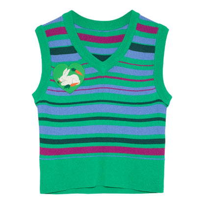 Girl's Contrast Stripe: Ice Silk Knitted Vest