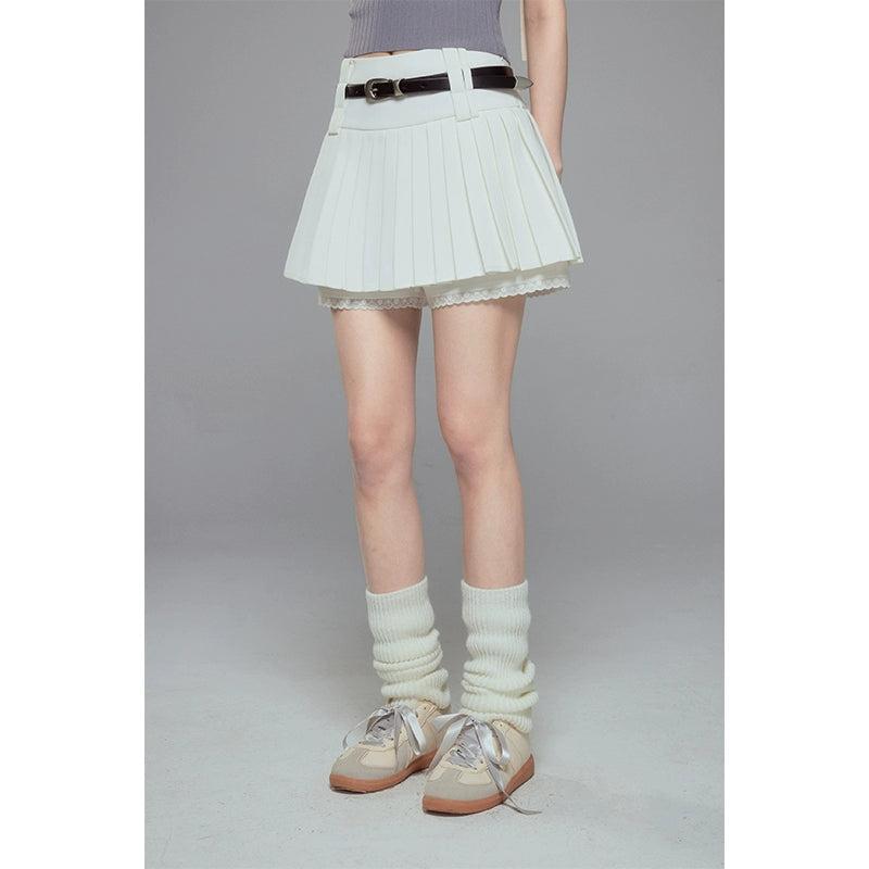 Fairy Slim - Lace A-line White Skirt Pants