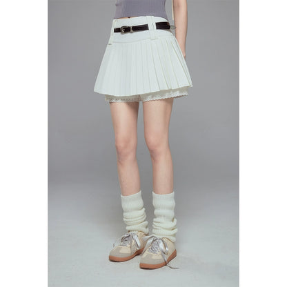 Fairy Slim - Lace A-line White Skirt Pants