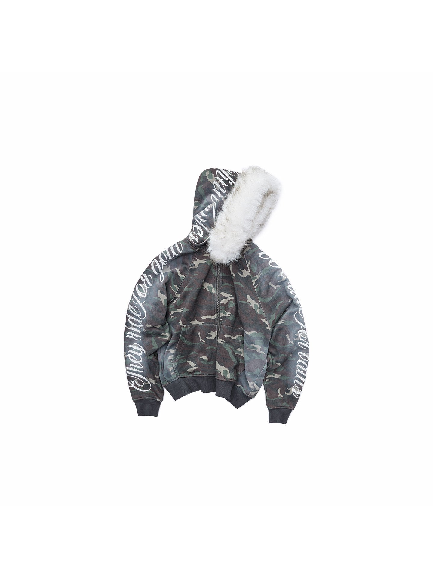 Embroidered Fur Hoodie Lounge Set