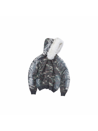 Embroidered Fur Hoodie Lounge Set