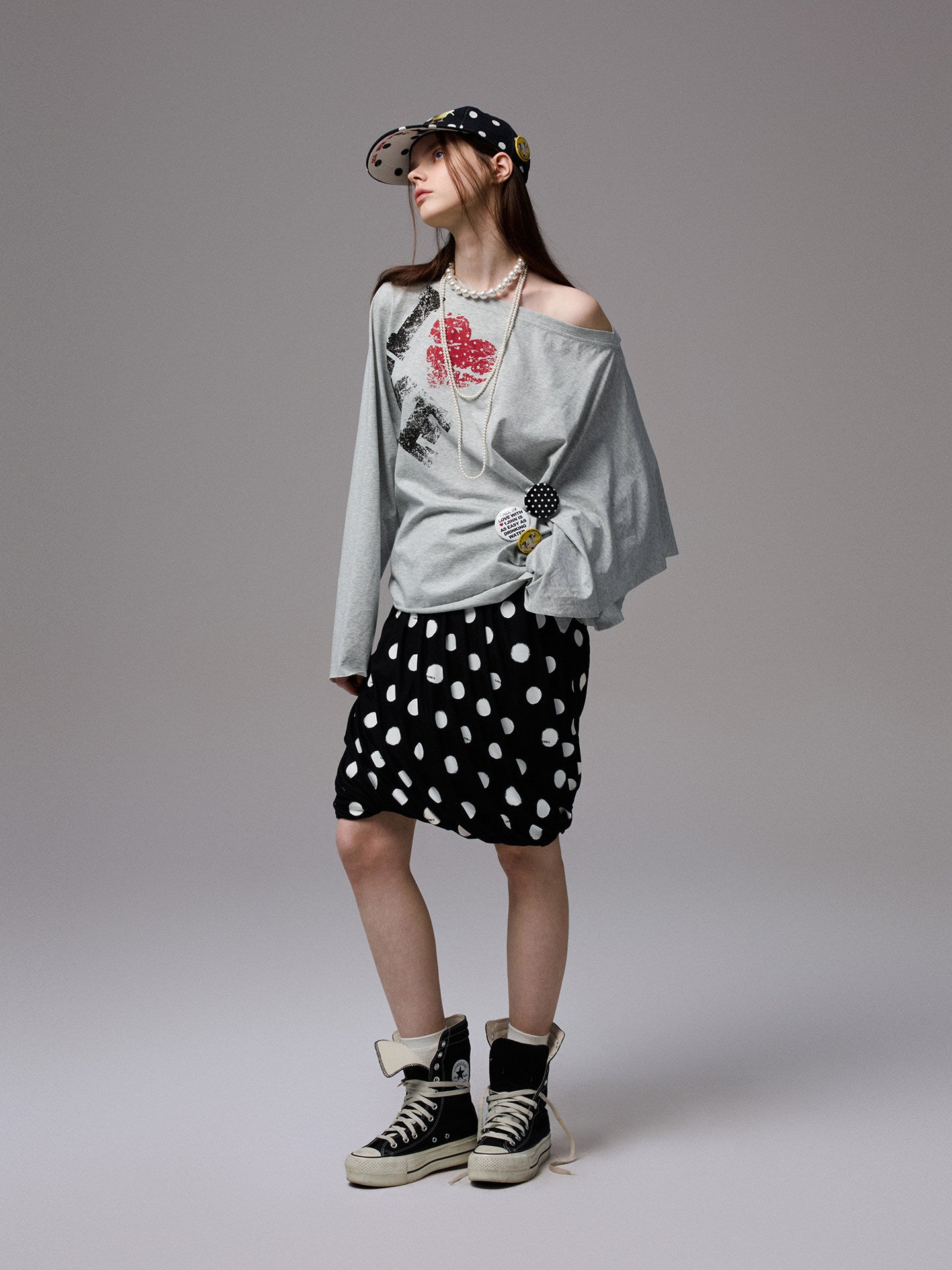Off-Shoulder Graphic Sweatshirt