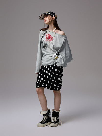 Off-Shoulder Graphic Sweatshirt