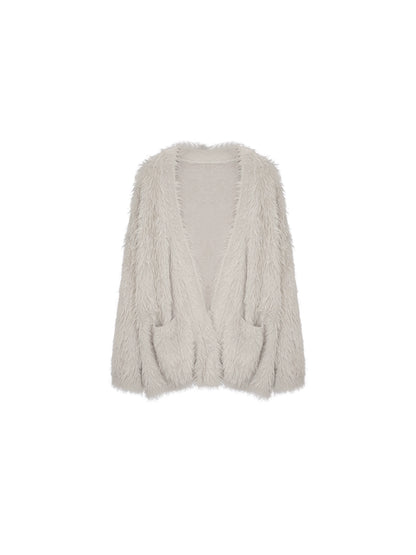 Plush Knit Cardigan Jacket – Hong Kong Retro Autumn/Winter Cozy Fit