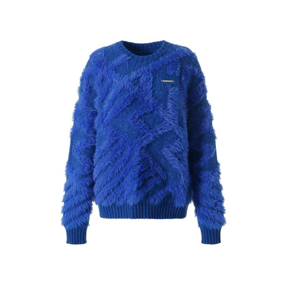 Klein Blue - Fur Hairy Knit Pullover Sweater