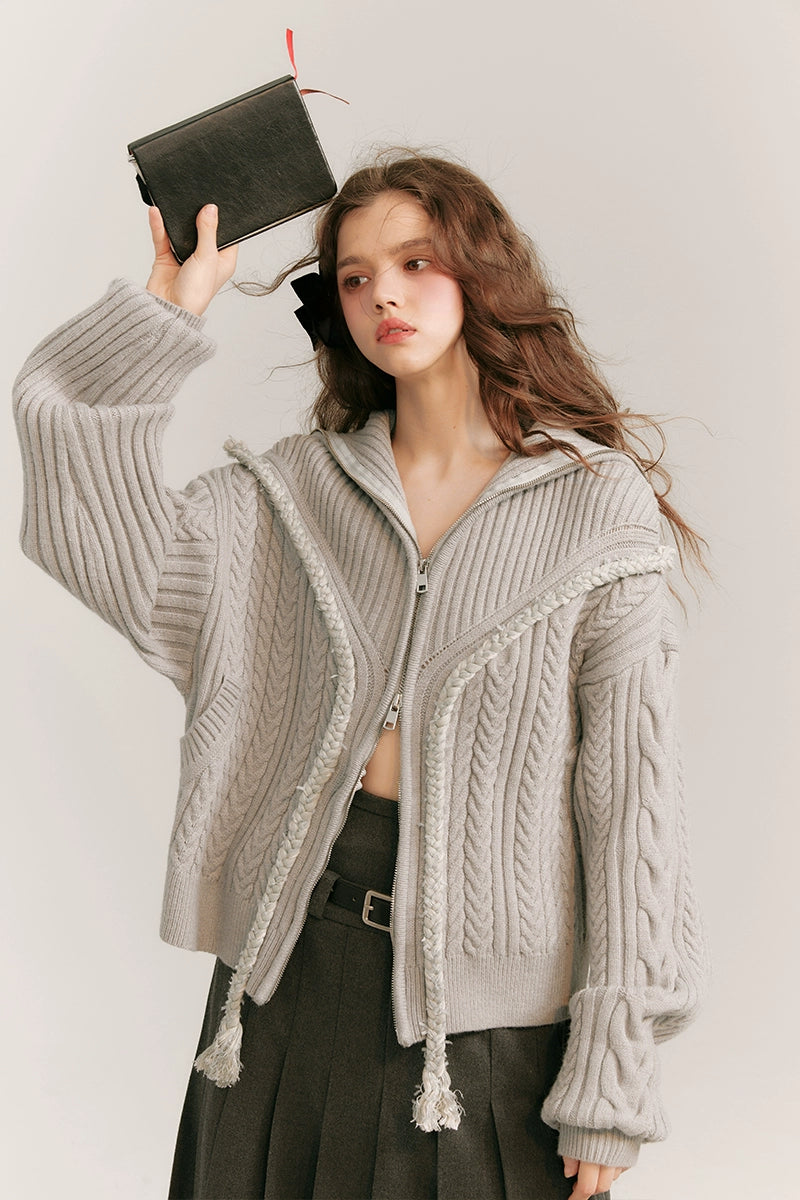 Lazy Weekend Knit - Cozy Zipper Cardigan