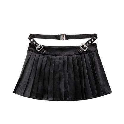 Spicy Strap Pleated Skirt