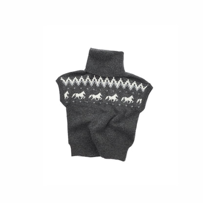Fair Isle Pony High-Neck Knit Top