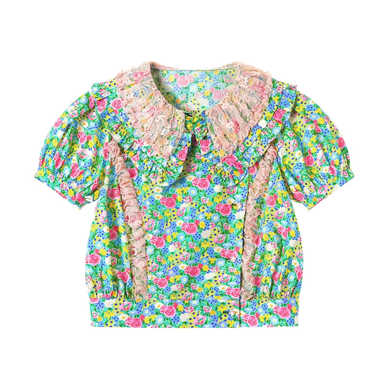 Floral Lace Collar Shirt