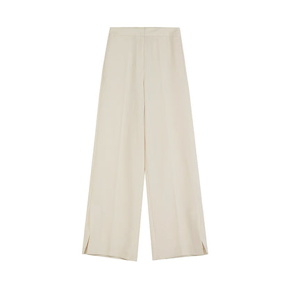 Cream Slim Straight Leg Pants