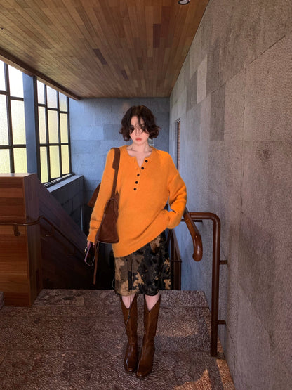 Irregular Plush High-Waisted Skirt – Hong Kong Retro Autumn/Winter