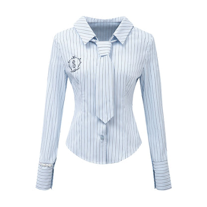 Striped Slim Academy Tie Shirt