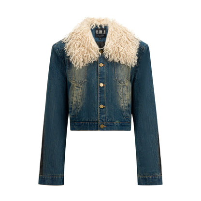 Fashion Washable Denim Collar Warm Short Cotton Coat