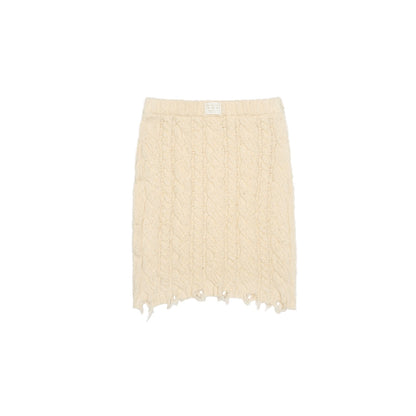 Velvet Cable Knit Set – Cardigan & Skirt with Slouchy Cutout