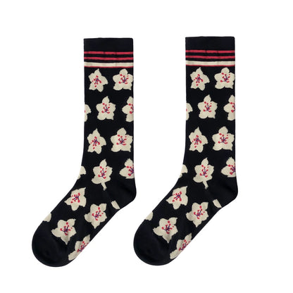 Cherry Blossom Black Jacquard Cotton Socks