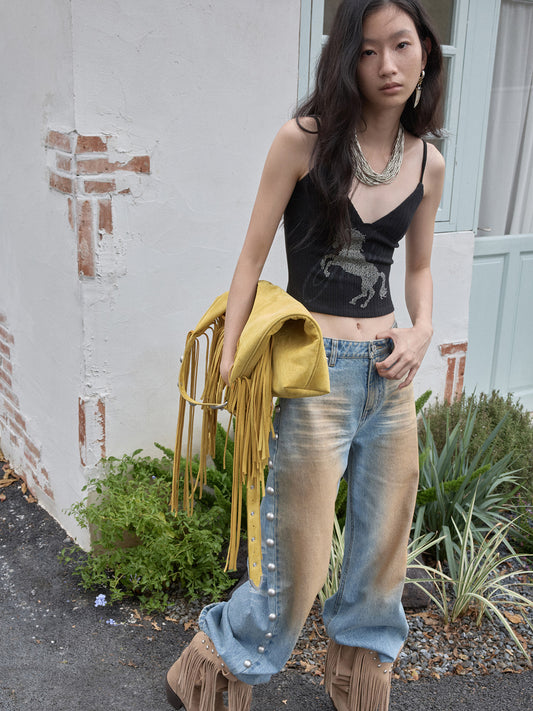 Knight Horse Rhinestone Knit Camisole