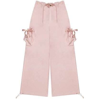 High Waist Bow Pocket Loose Pants | Retro Spring/Summer Wide-Leg Style