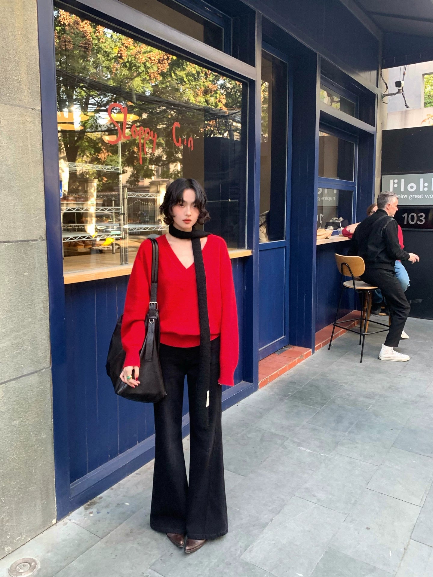 Wine afternoon elegant retro 2025 winter new high-waisted fleece thickened slim jeans bootcut pants floor-length pants for women