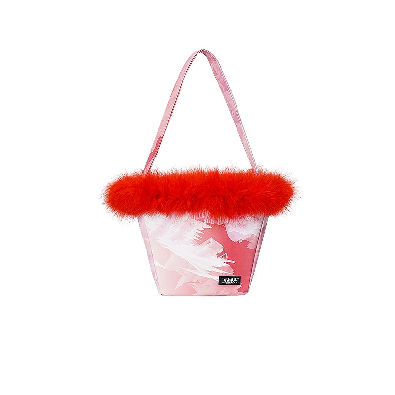 Ostrich Hair Bucket Bag
