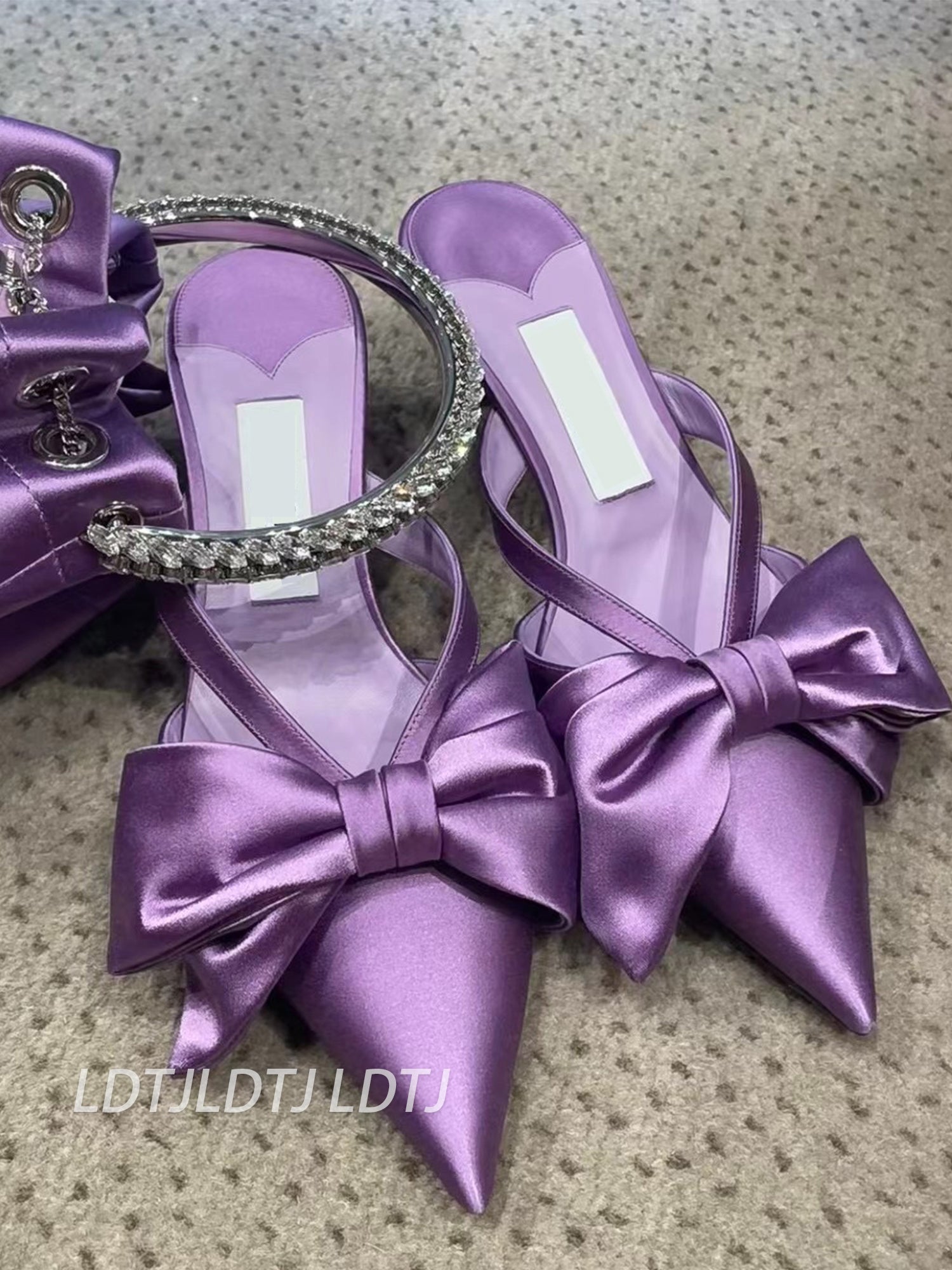 Purple Satin Butterfly Heels