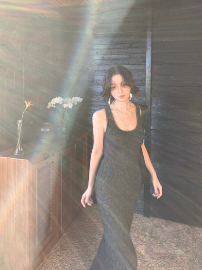 Mohair Wool-Blend Knit Vest Dress – Retro Hong Kong Fall/Winter Style