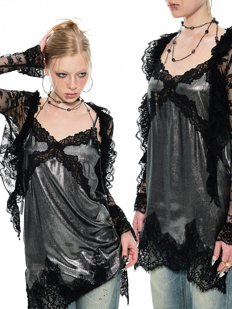 Ultra-Cropped Lace Cardigan – Fitted and Skin-Friendly with Hazy Texture