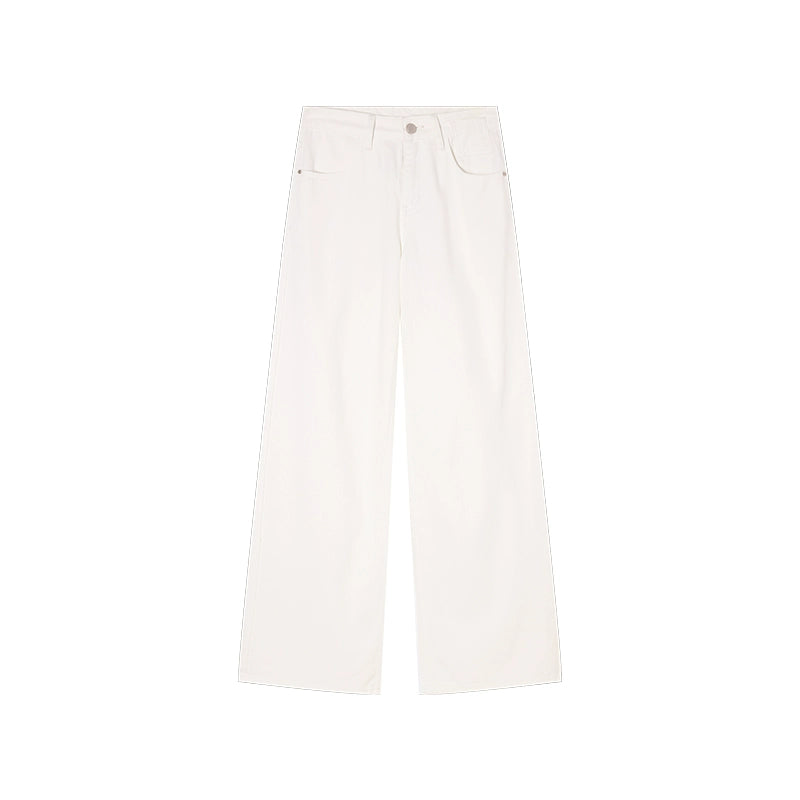 [Korean Vibes] White Straight-Leg Wide-Leg Jeans - Summer Edition