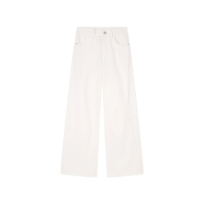 [Korean Vibes] White Straight-Leg Wide-Leg Jeans - Summer Edition