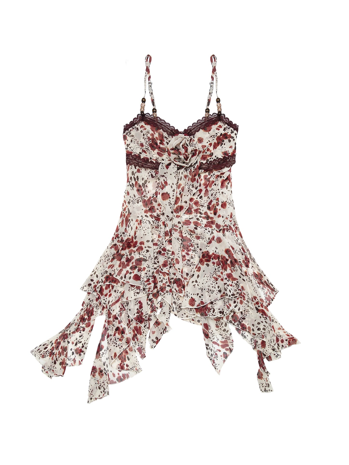 Vestido con tirantes de leopardo y flores Estilo Millennium Hot Girl irregular