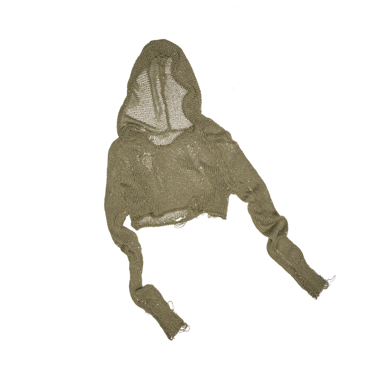 Sequin Cut-Out Hoodie Crop – Sexy Ripped Cover-Up Top