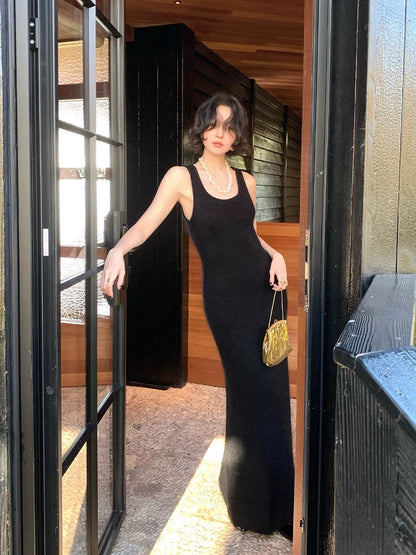 Mohair Wool-Blend Knit Vest Dress – Retro Hong Kong Fall/Winter Style