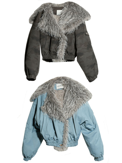 Fur Collar Cropped Pilot Jacket | High-Waist Urban Bomber
