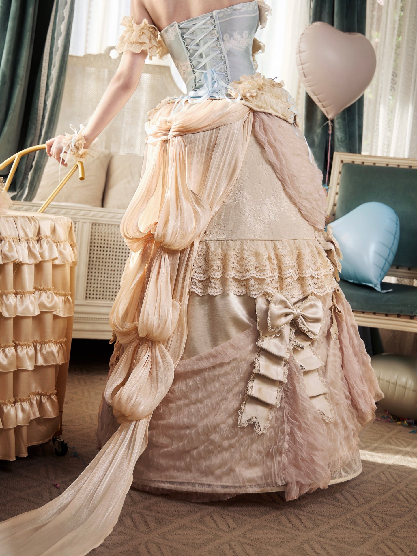 French Rococo Trailing Maxi Skirt | Basil Elegant Train Skirt
