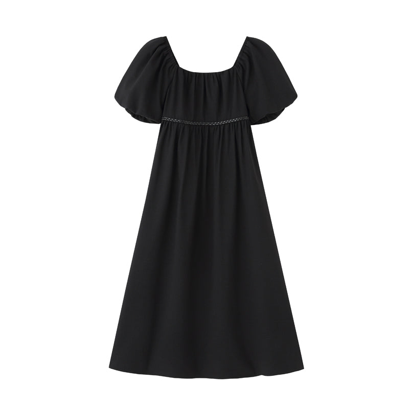 Mystic Noir Puff Sleeve Dress