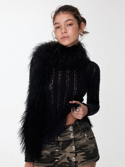 Cable Knit Off-Shoulder Sweater