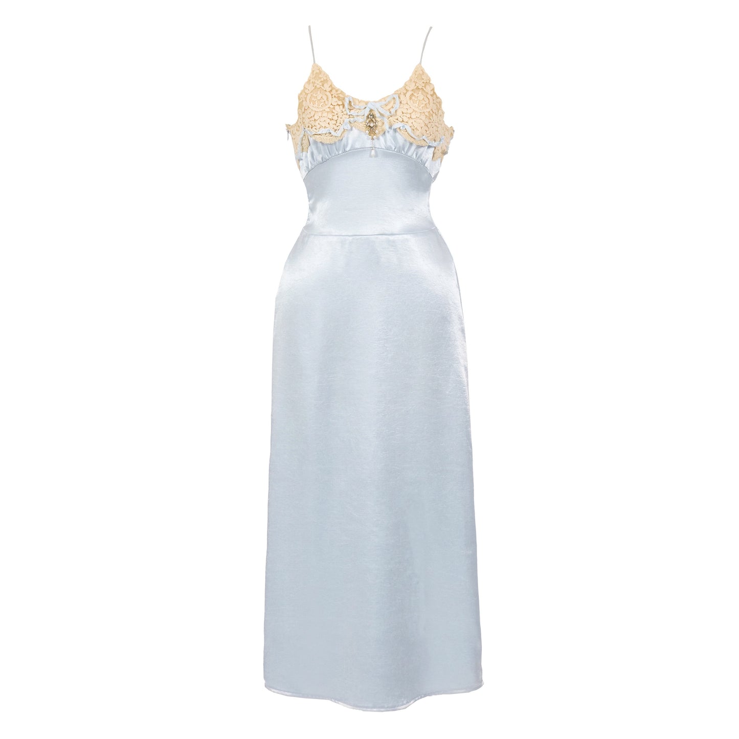 Milk Blue Satin Slip Dress | French Rococo Bow Dress