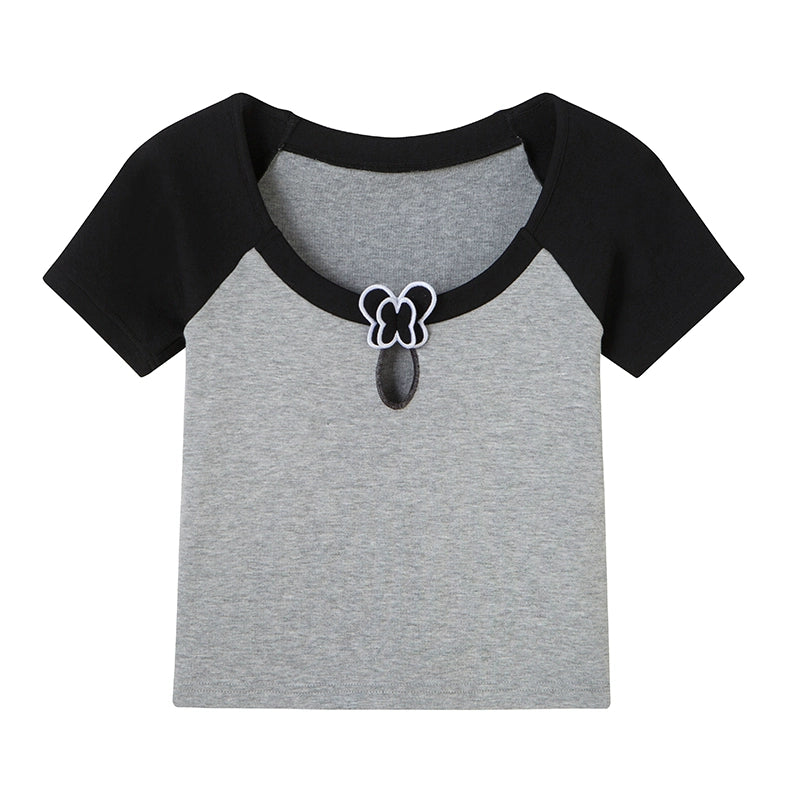 Butterfly Girl - Hollow Out T-shirt with Waistband