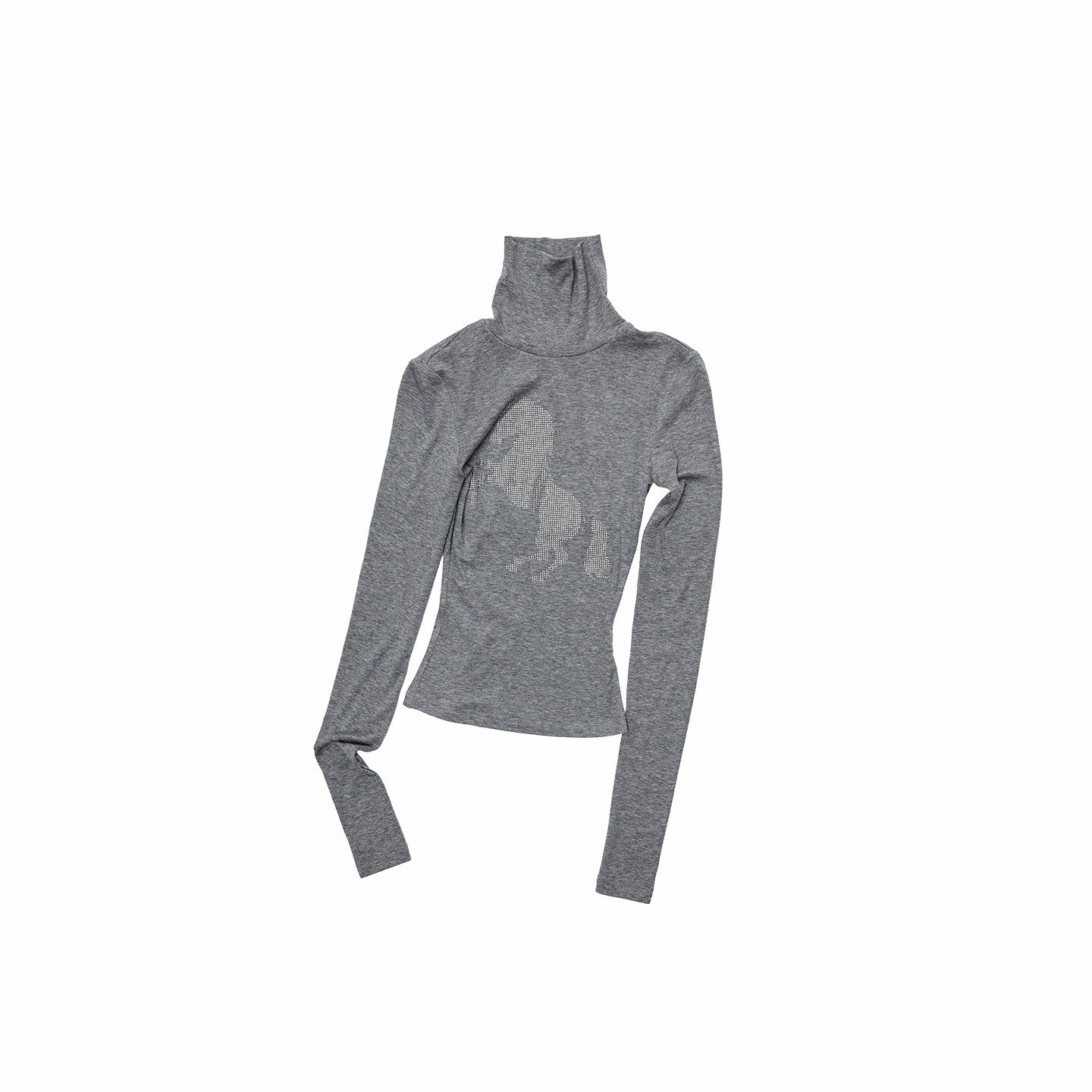 Rhinestone Mock-Neck Knit Top