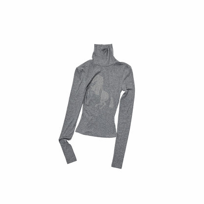 Rhinestone Mock-Neck Knit Top