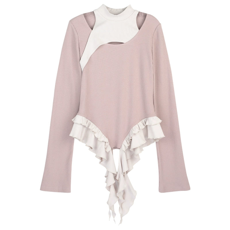Pink Mist and Nirvana White Romantic Cool Hollow Top